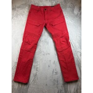 Smoke Rise Jeans Men's 36x32 Slim Fit Zipper Pockets Denim Pants Red